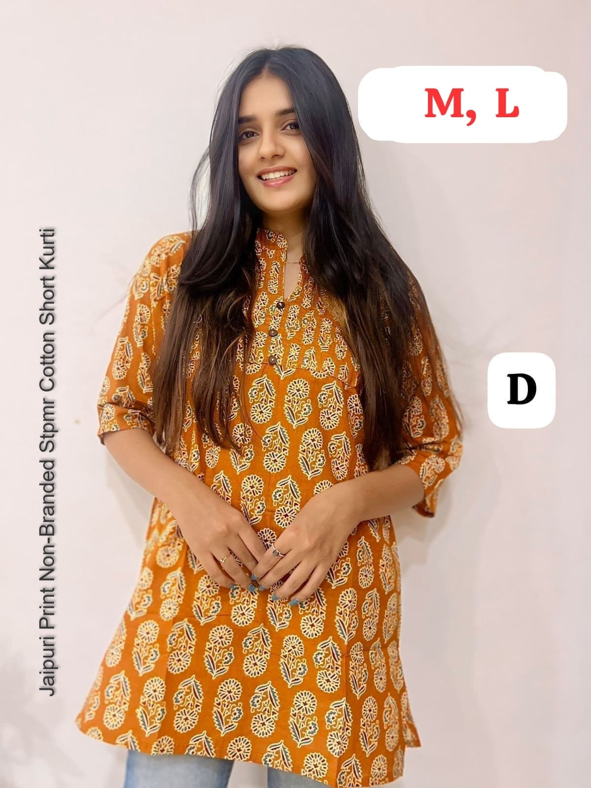 Jaipuri Print Non-Branded Stpmr Cotton Short Kurti
