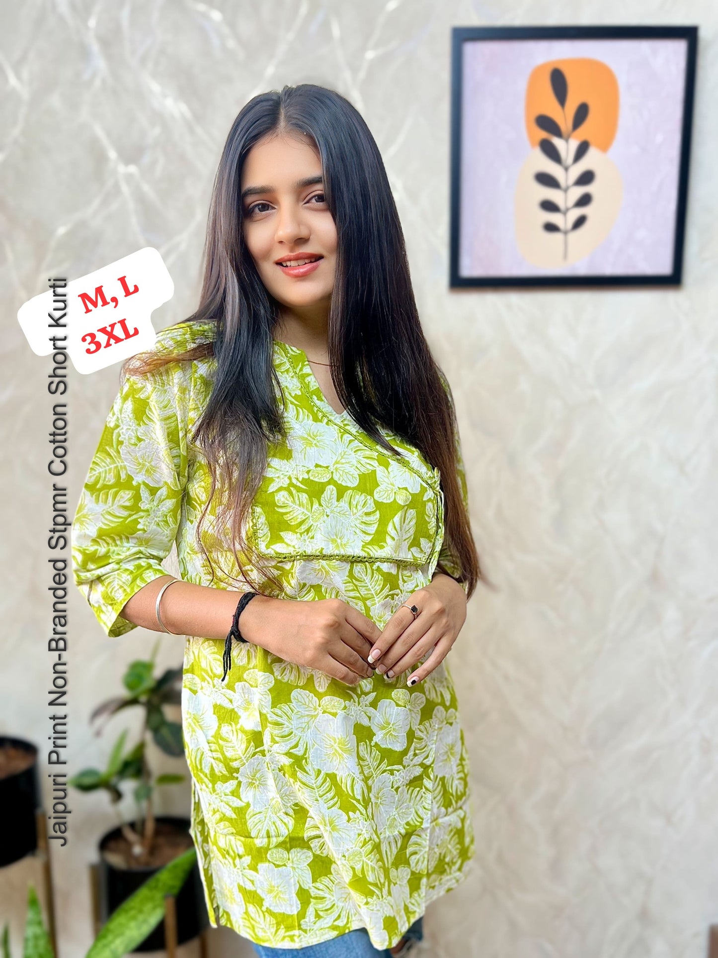Jaipuri Print Non-Branded Stpmr Cotton Short Kurti
