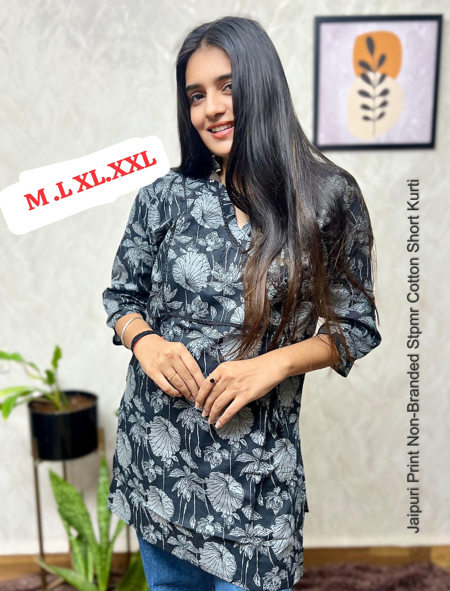 Jaipuri Print Non-Branded Stpmr Cotton Short Kurti