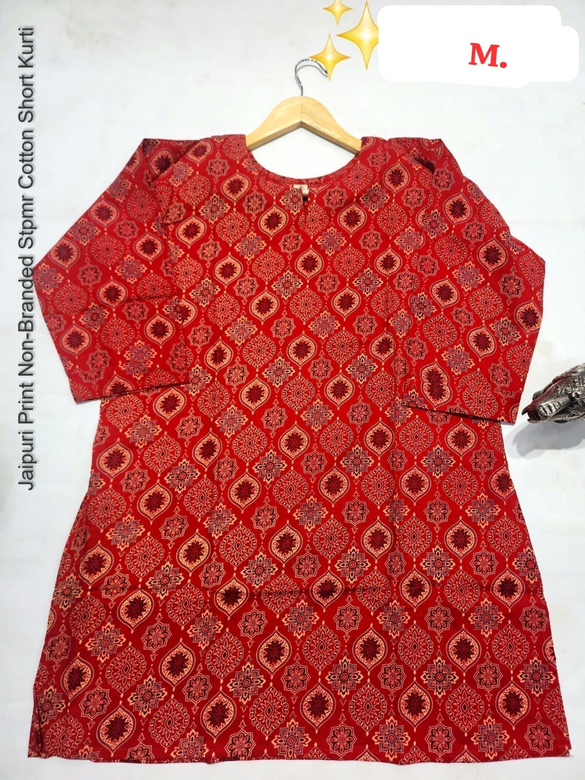 Jaipuri Print Non-Branded Stpmr Cotton Short Kurti