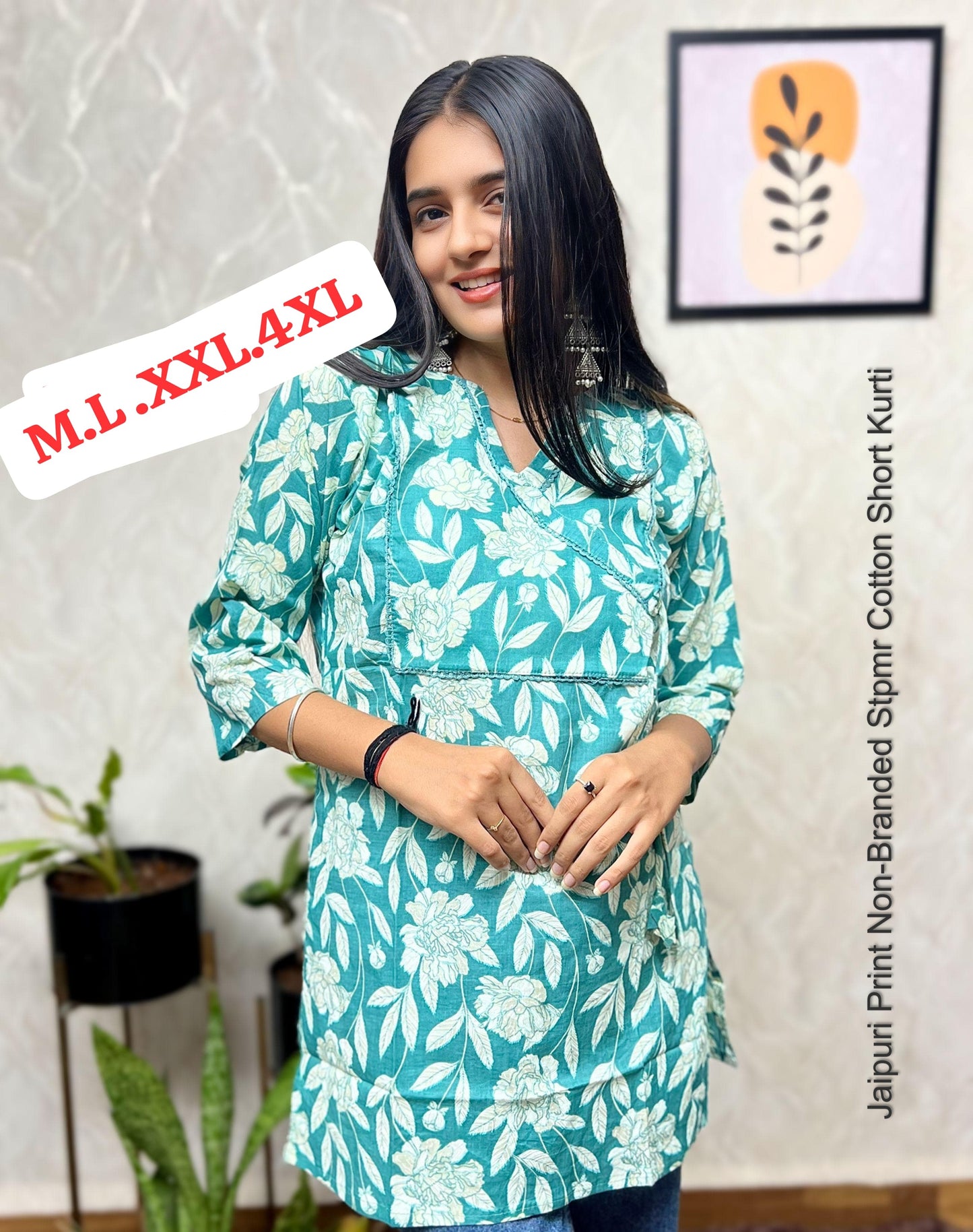 Jaipuri Print Non-Branded Stpmr Cotton Short Kurti