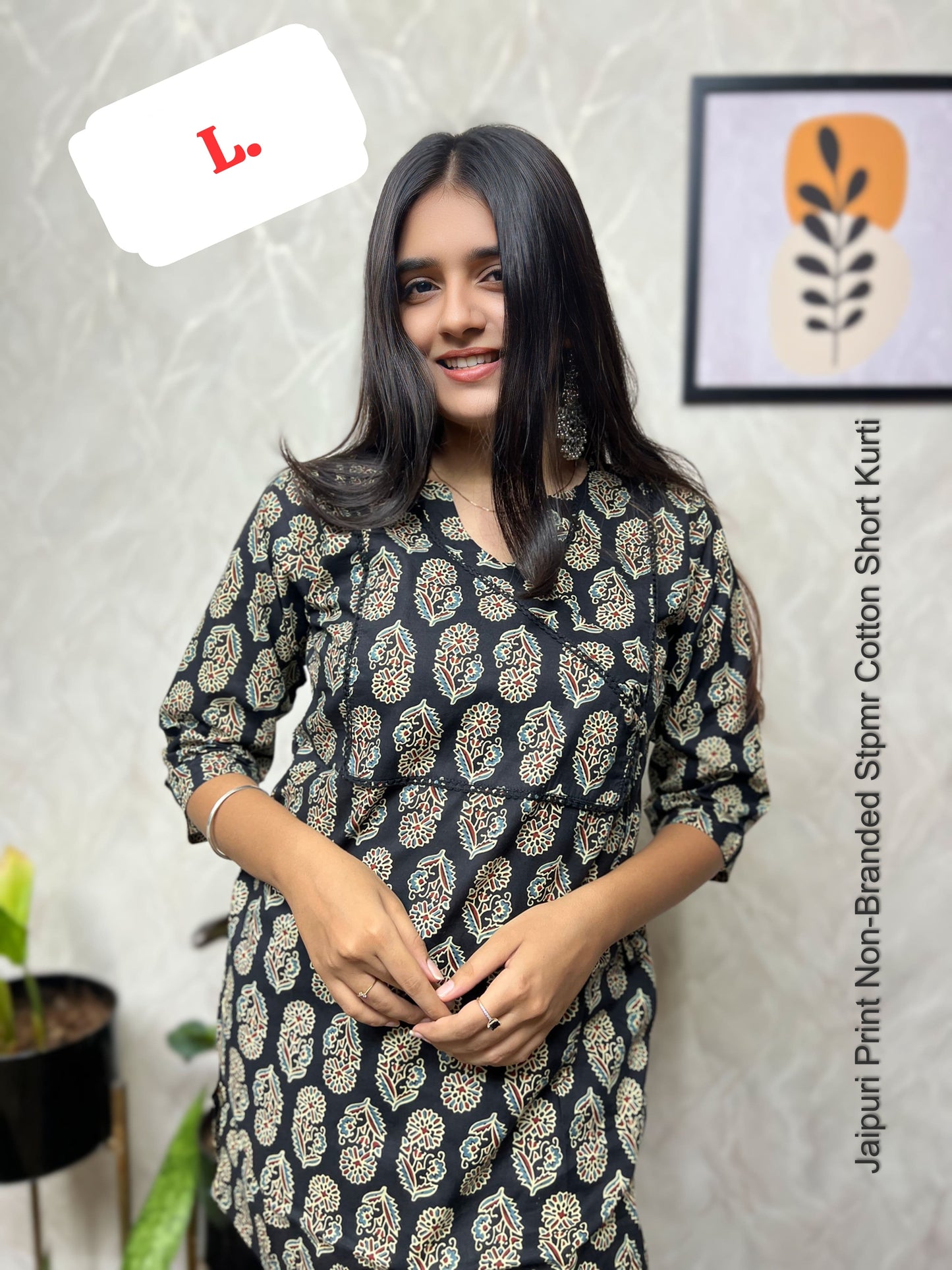 Jaipuri Print Non-Branded Stpmr Cotton Short Kurti
