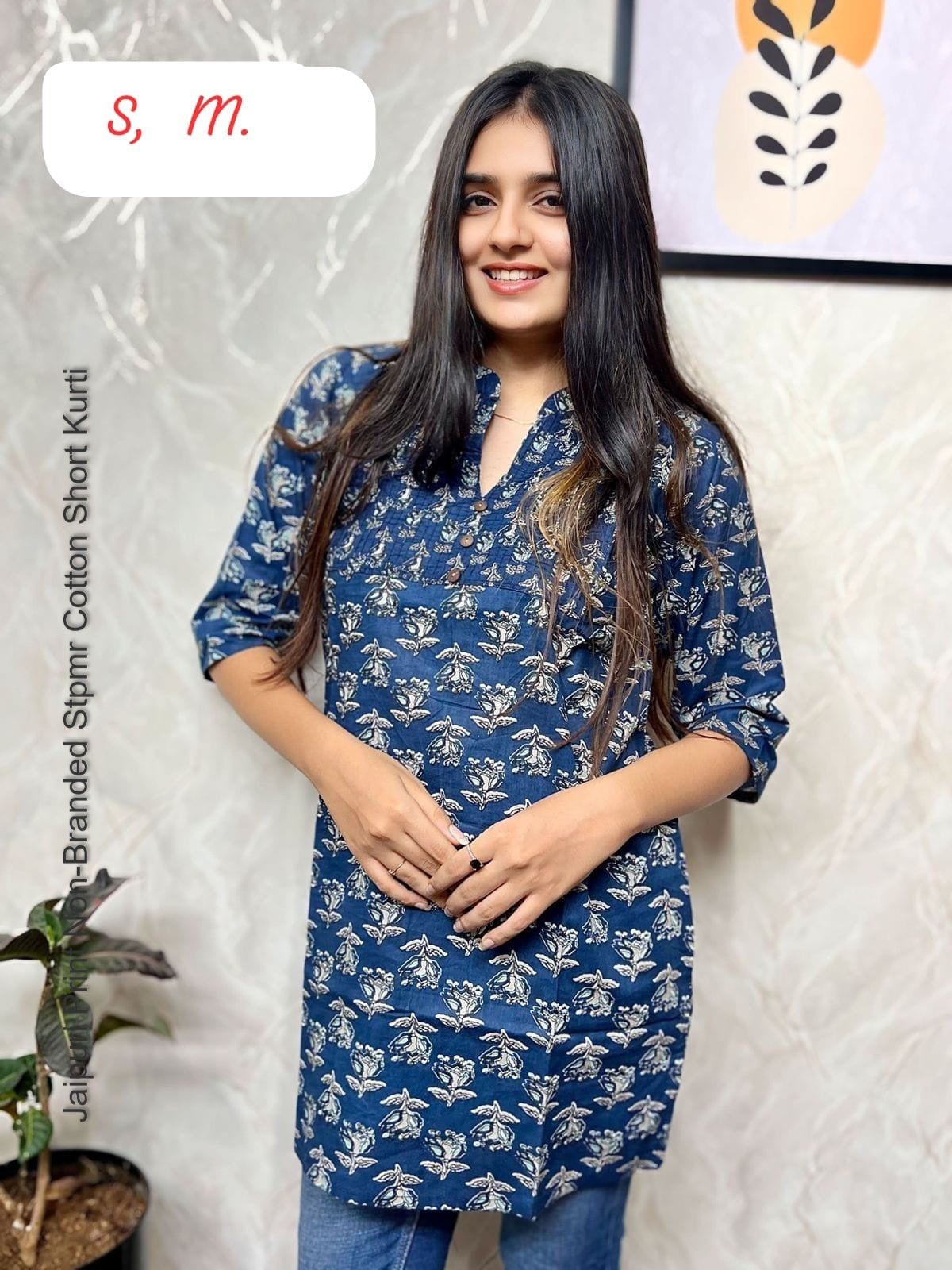 Jaipuri Print Non-Branded Stpmr Cotton Short Kurti