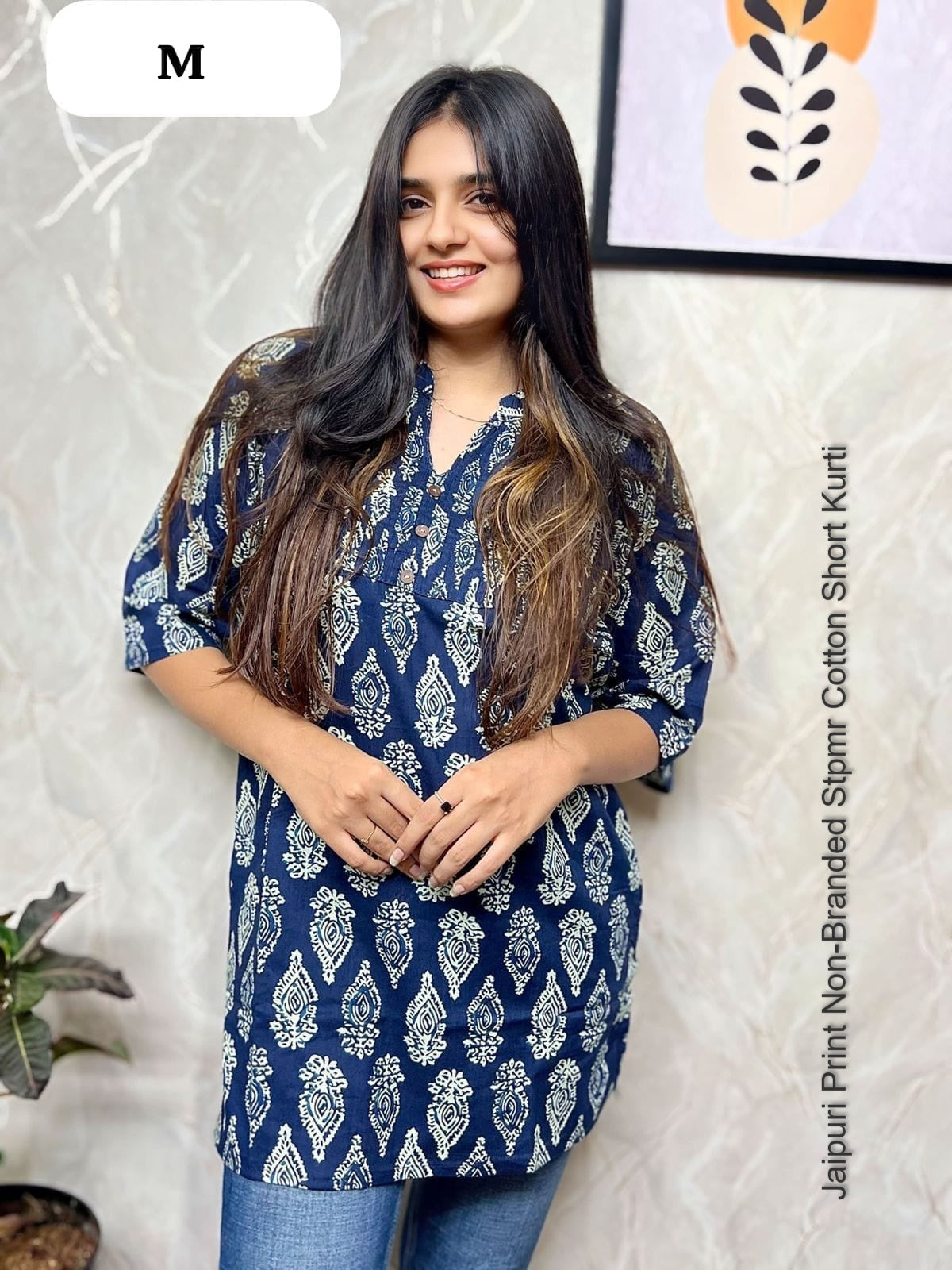 Jaipuri Print Non-Branded Stpmr Cotton Short Kurti