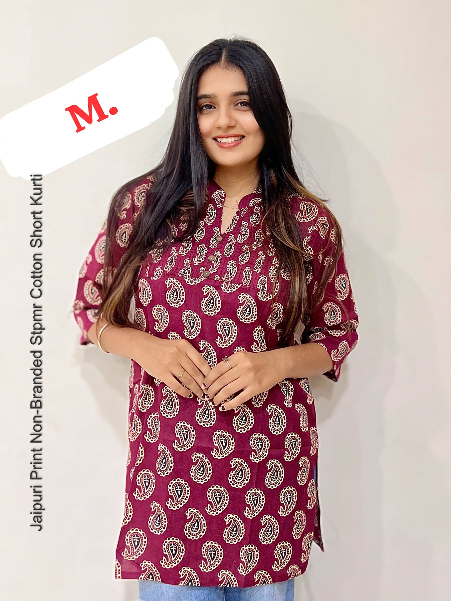 Jaipuri Print Non-Branded Stpmr Cotton Short Kurti
