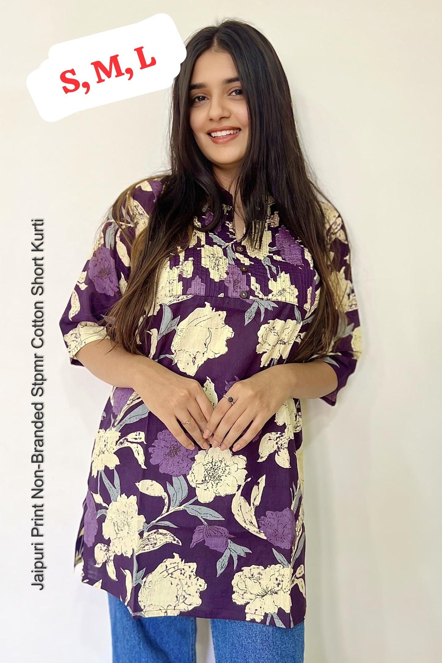 Jaipuri Print Non-Branded Stpmr Cotton Short Kurti