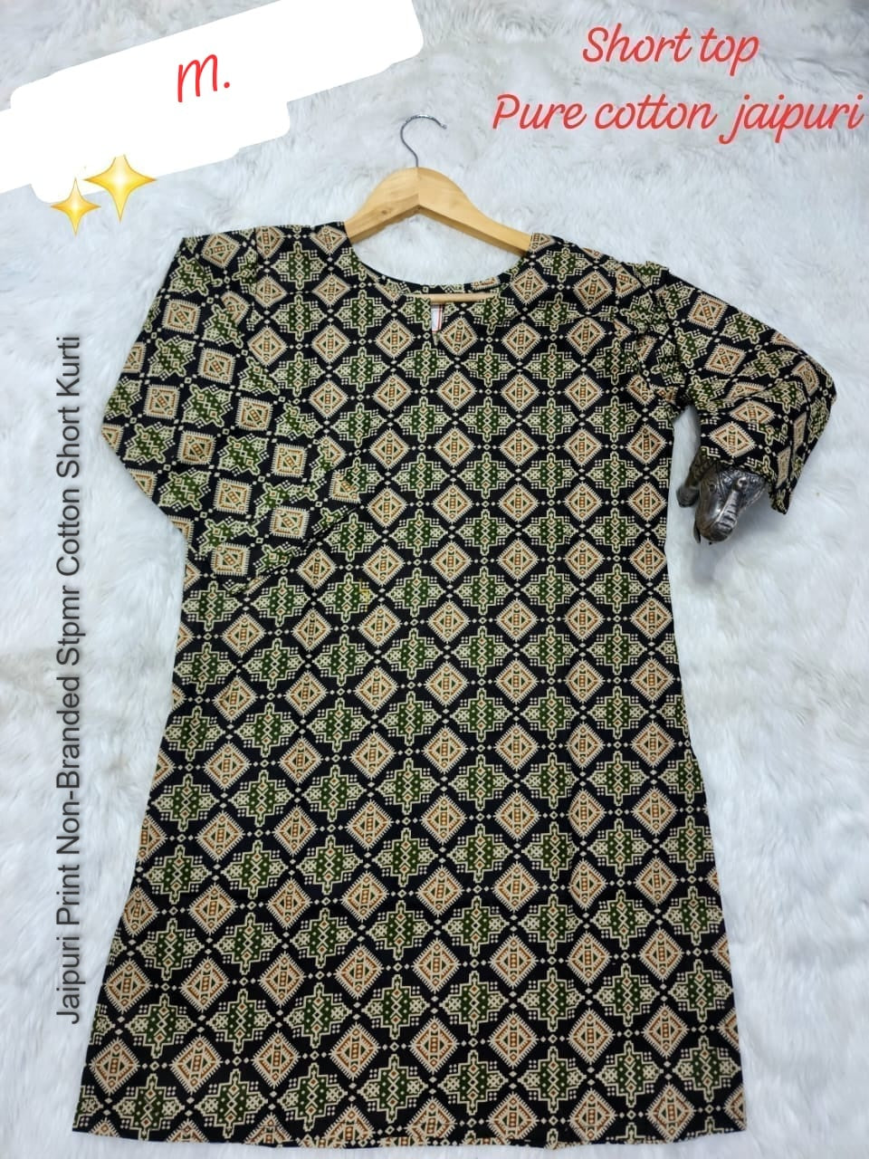 Jaipuri Print Non-Branded Stpmr Cotton Short Kurti