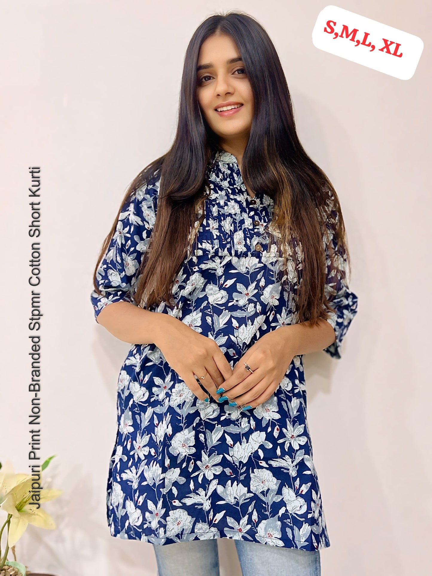 Jaipuri Print Non-Branded Stpmr Cotton Short Kurti