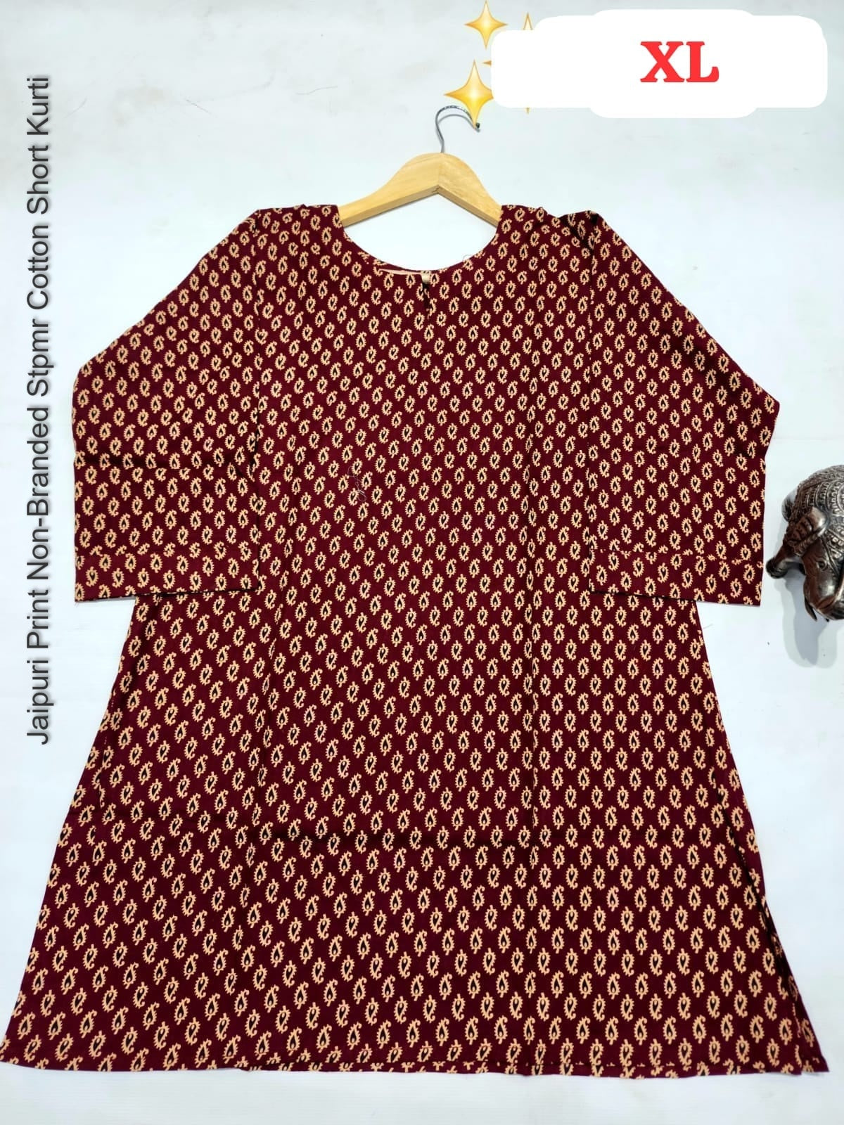 Jaipuri Print Non-Branded Stpmr Cotton Short Kurti