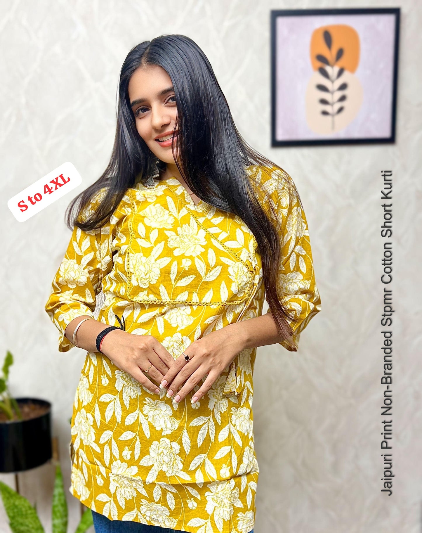 Jaipuri Print Non-Branded Stpmr Cotton Short Kurti