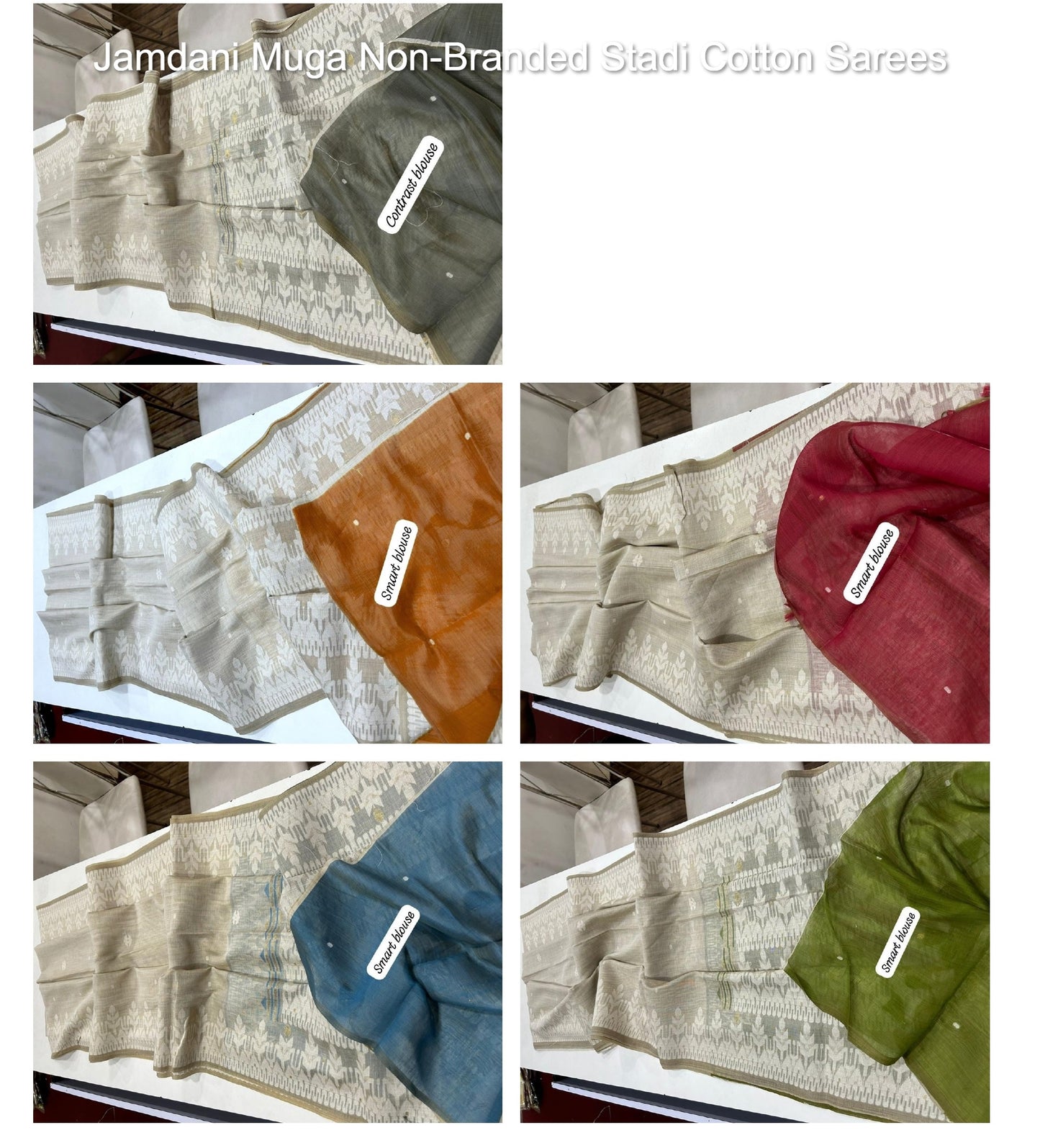 Jamdani Muga Non-Branded Stadi Cotton Sarees