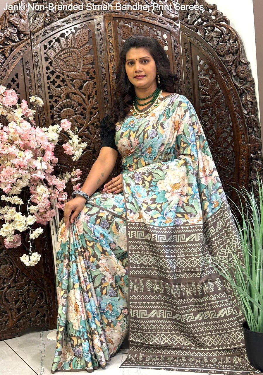Janki Non-Branded Stmah Bandhej Print Sarees