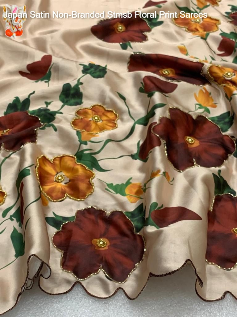 Japan Satin Non-Branded Stmsb Floral Print Sarees