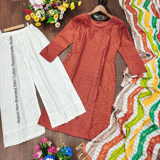 Jaypuri Non-Branded Stkri Cotton Readymade Suits