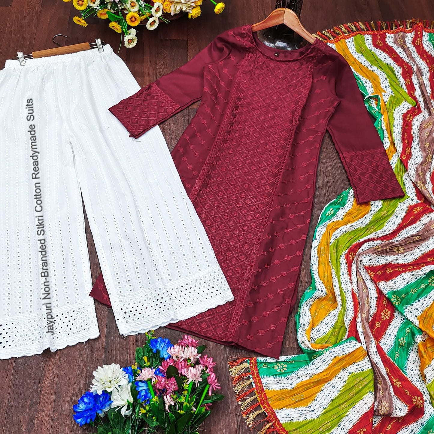 Jaypuri Non-Branded Stkri Cotton Readymade Suits