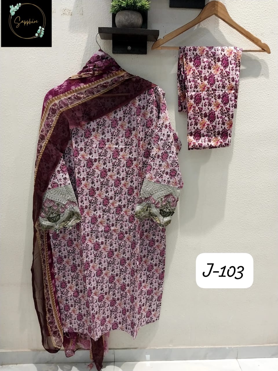 Jazmin Vol 103 Violet Sapphire Lawn Cotton Pakistani Readymade Suits