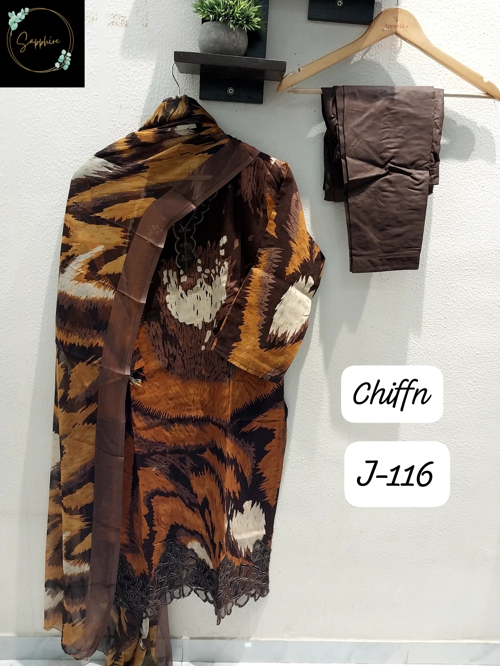 Jazmin Vol 116 Coffee Sapphire Lawn Cotton Pakistani Readymade Suits