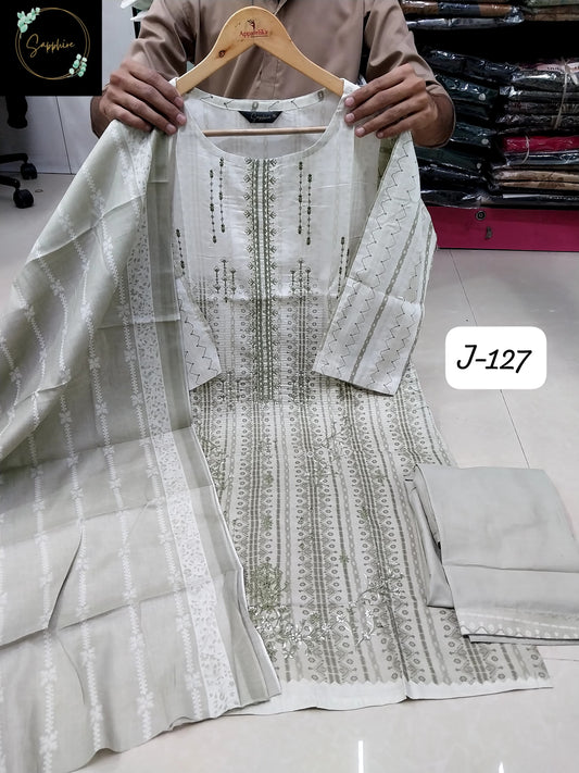 Jazmin Vol 127 Mehndi Sapphire Embroidery Pakistani Readymade Suits