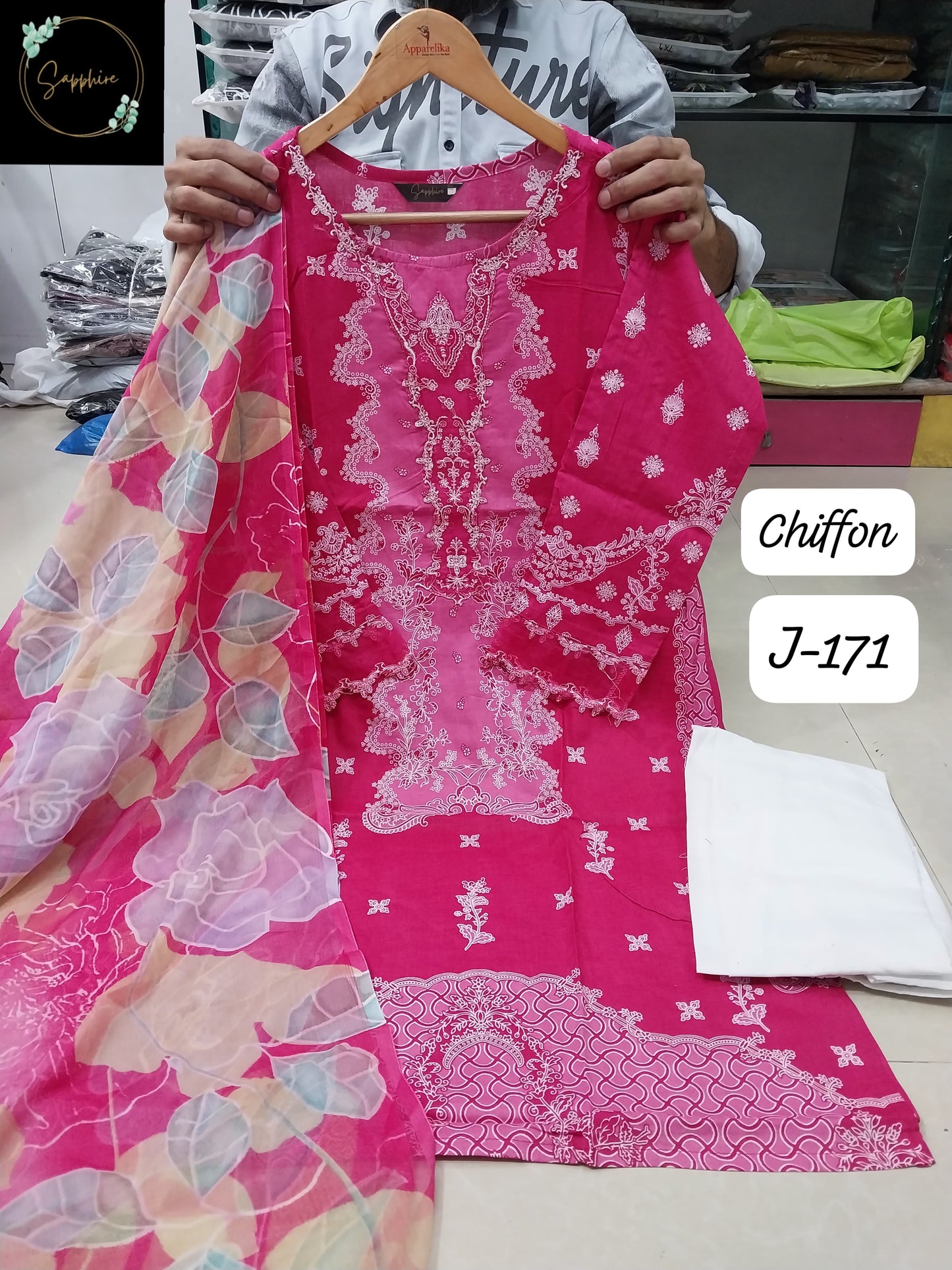 Jazmin Vol 171 Pink Sapphire Lawn Cotton Karachi Readymade Suit