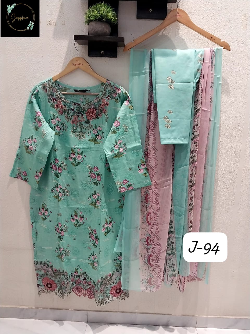 Jazmin Vol 94 Sky Sapphire Lawn Cotton Pakistani Readymade Suits