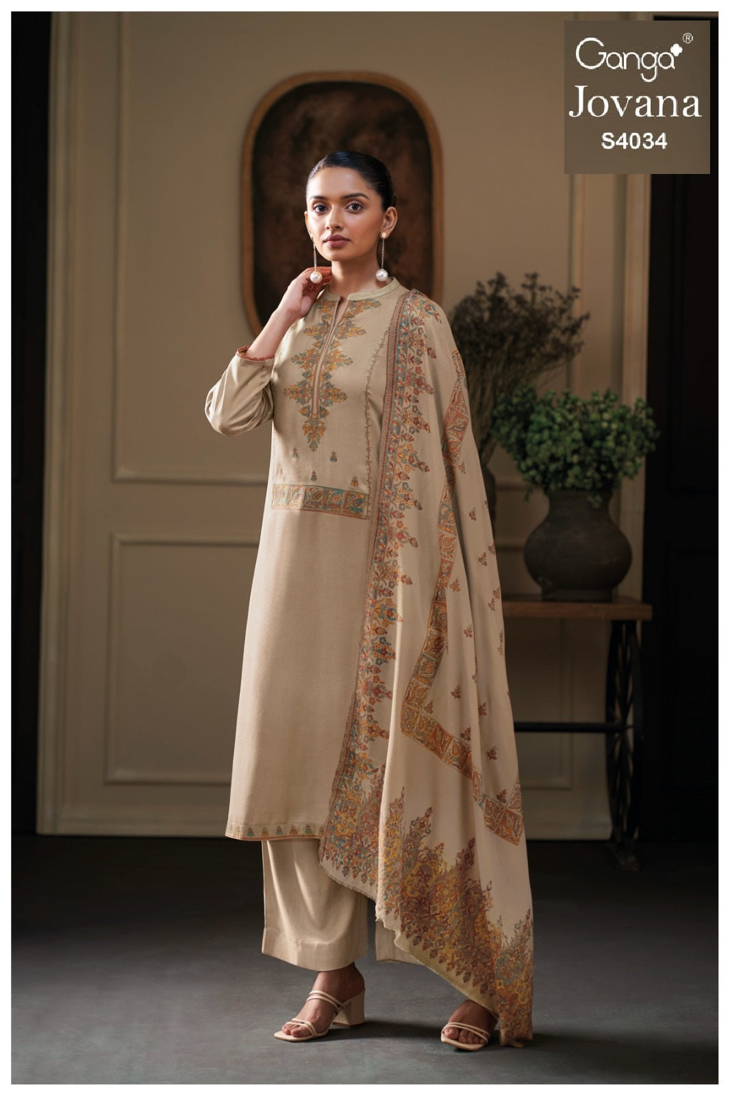 Jovana 4034 Ganga Premiumi Unstitched Suits