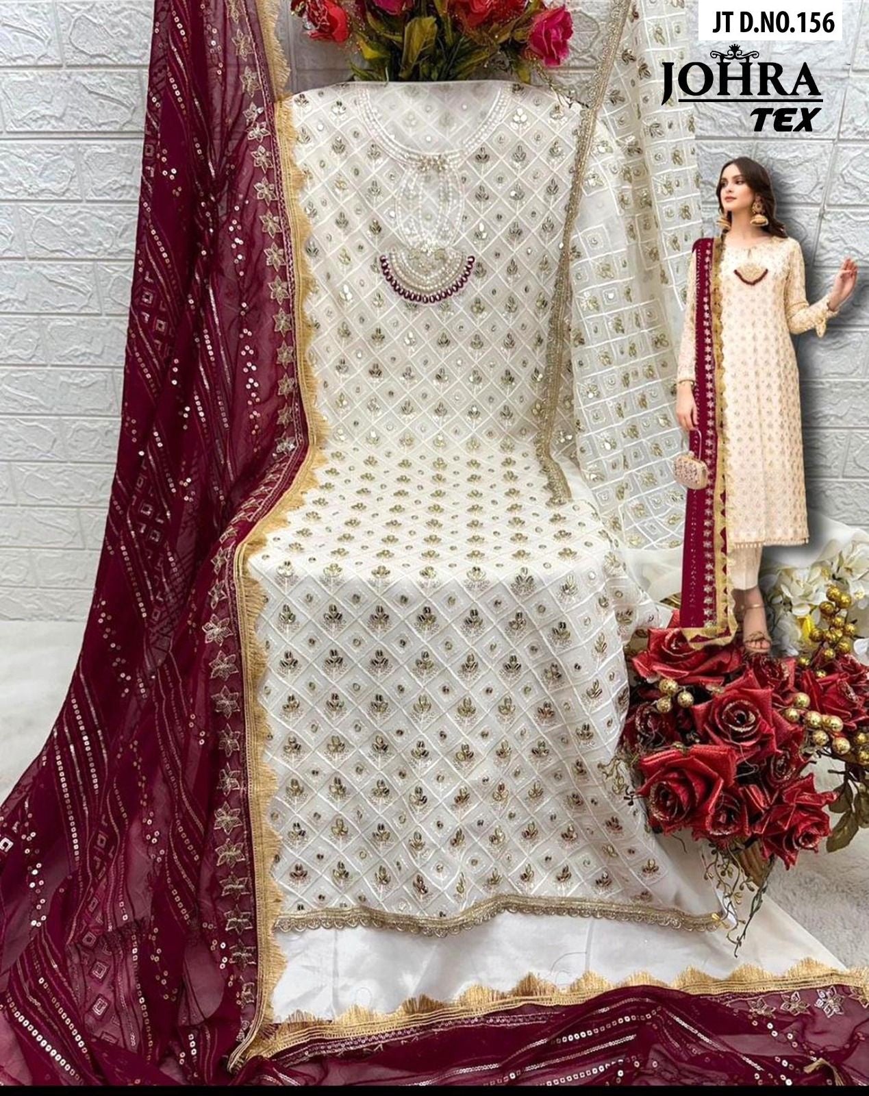 Jt-156 Johra Tex Embroidered Pakistani Salwar Suits