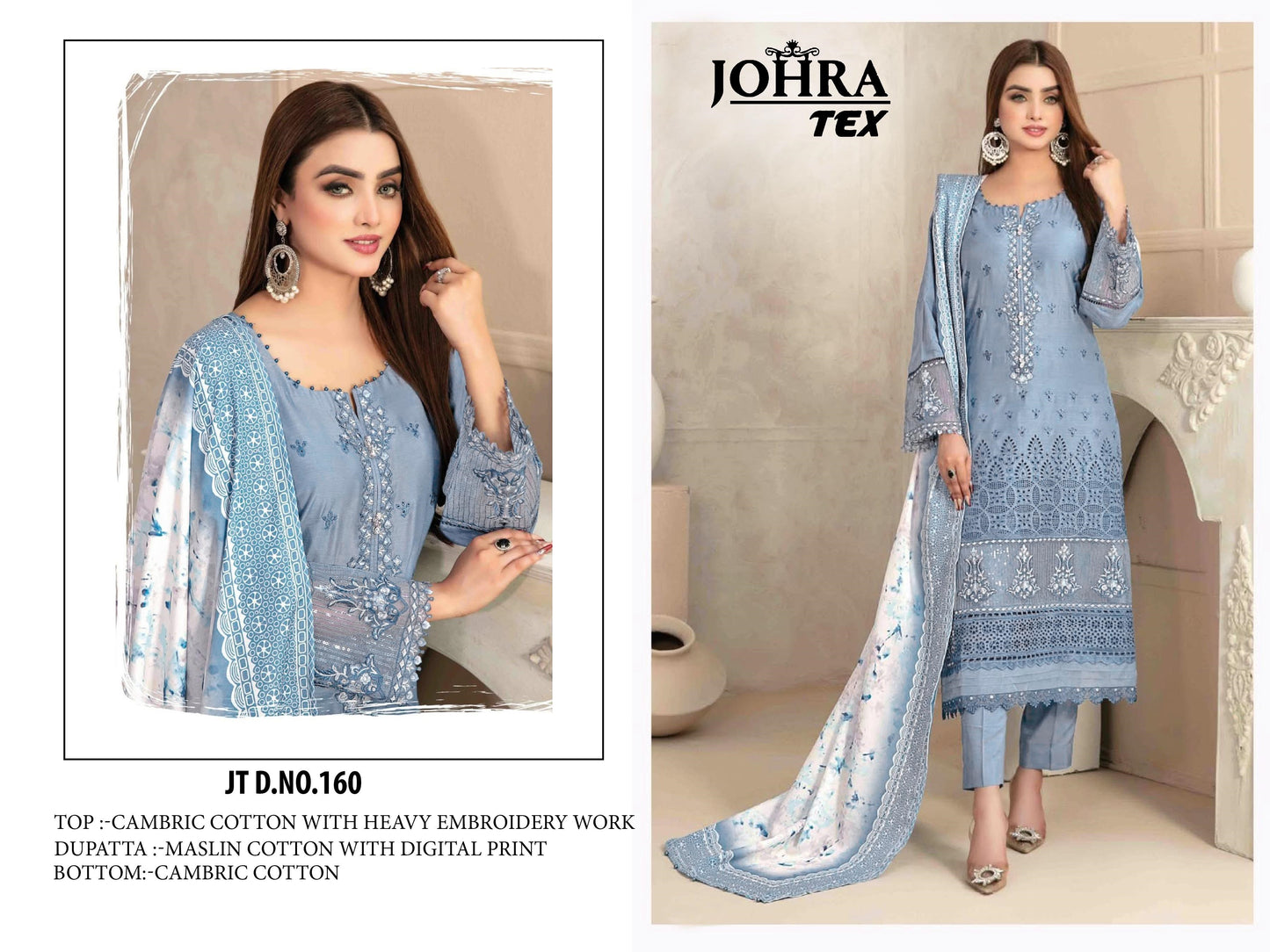 Jt-160 Johra Tex Embroidery Pakistani Salwar Suits
