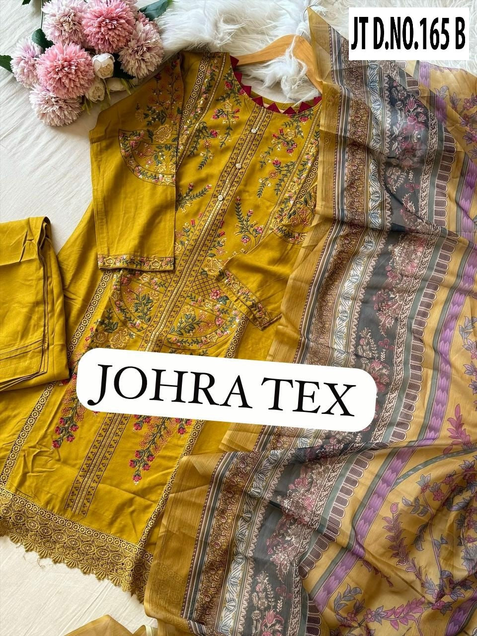 Jt-165 B Yellow Johra Tex Viscose Pakistani Salwar Suits