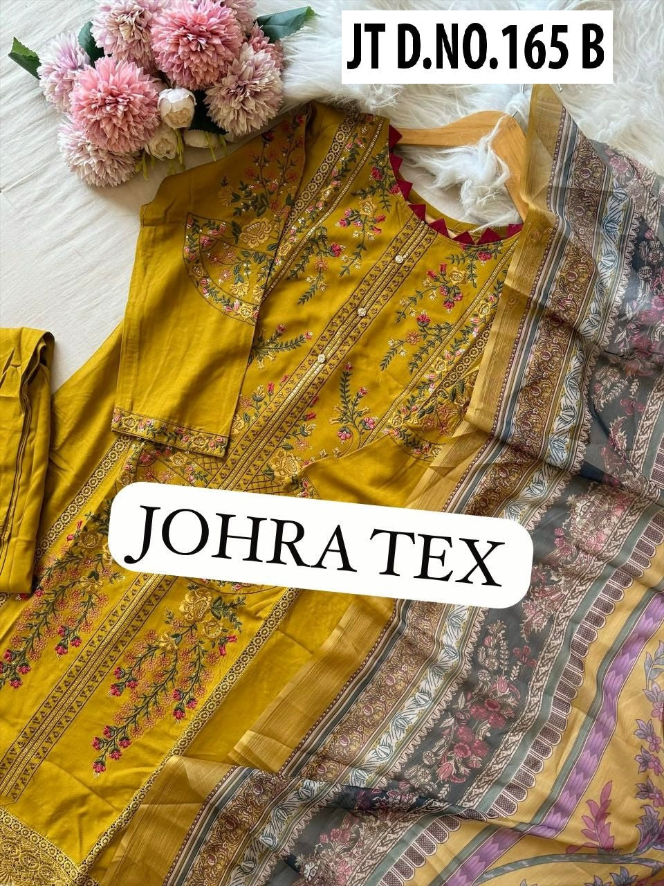 Jt-165 B Yellow Johra Tex Viscose Pakistani Salwar Suits