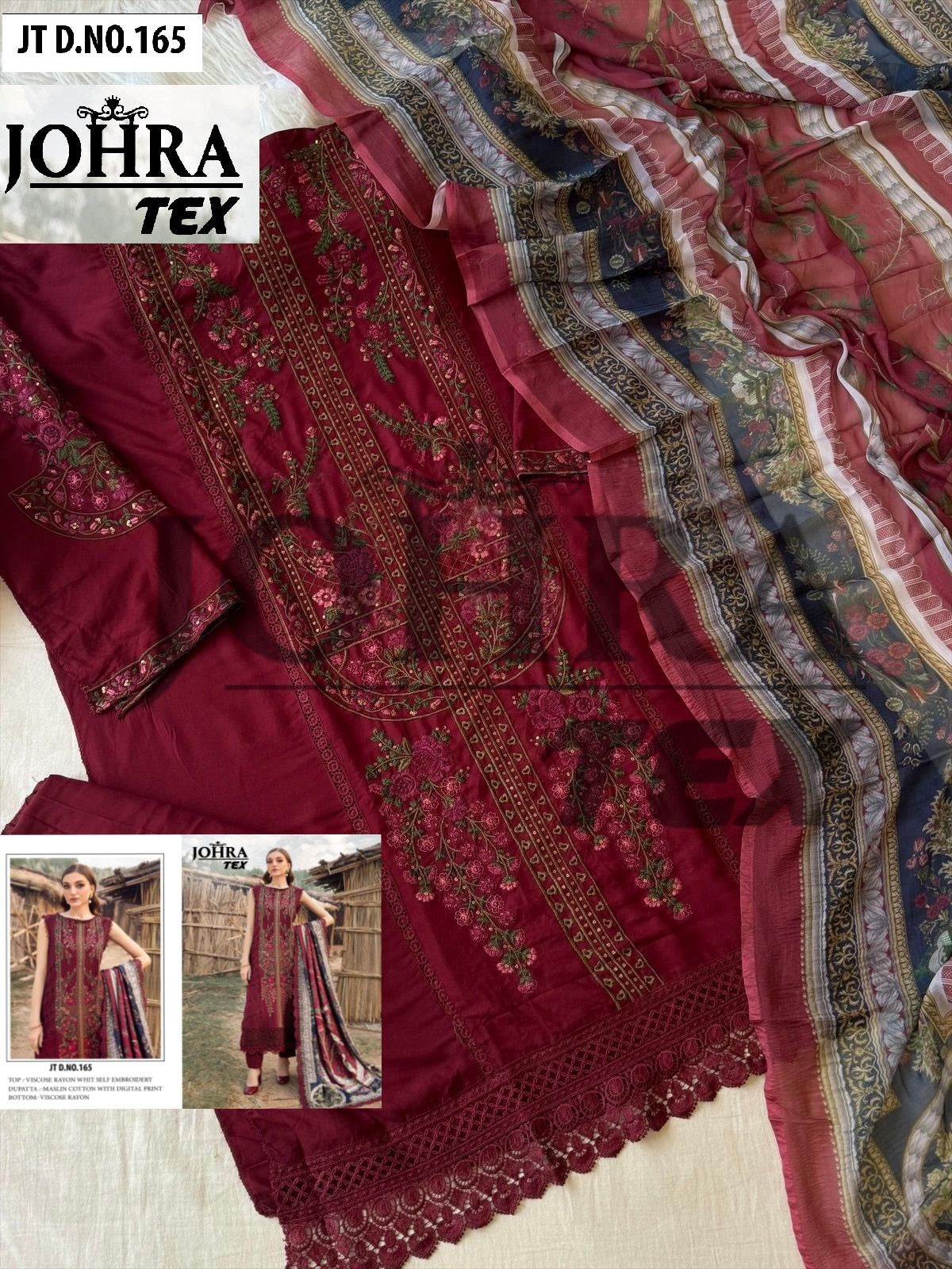 Jt-165 Johra Tex Embroidery Pakistani Salwar Suits
