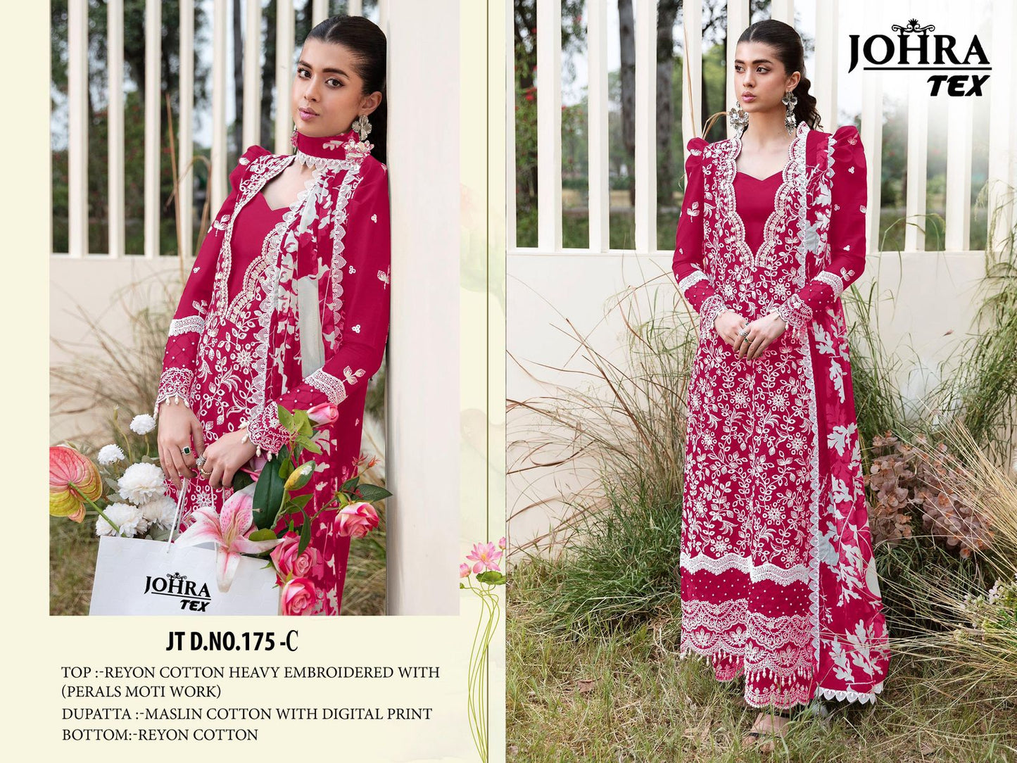 Jt-175-C Johra Tex Rayon Cotton Pakistani Salwar Suits