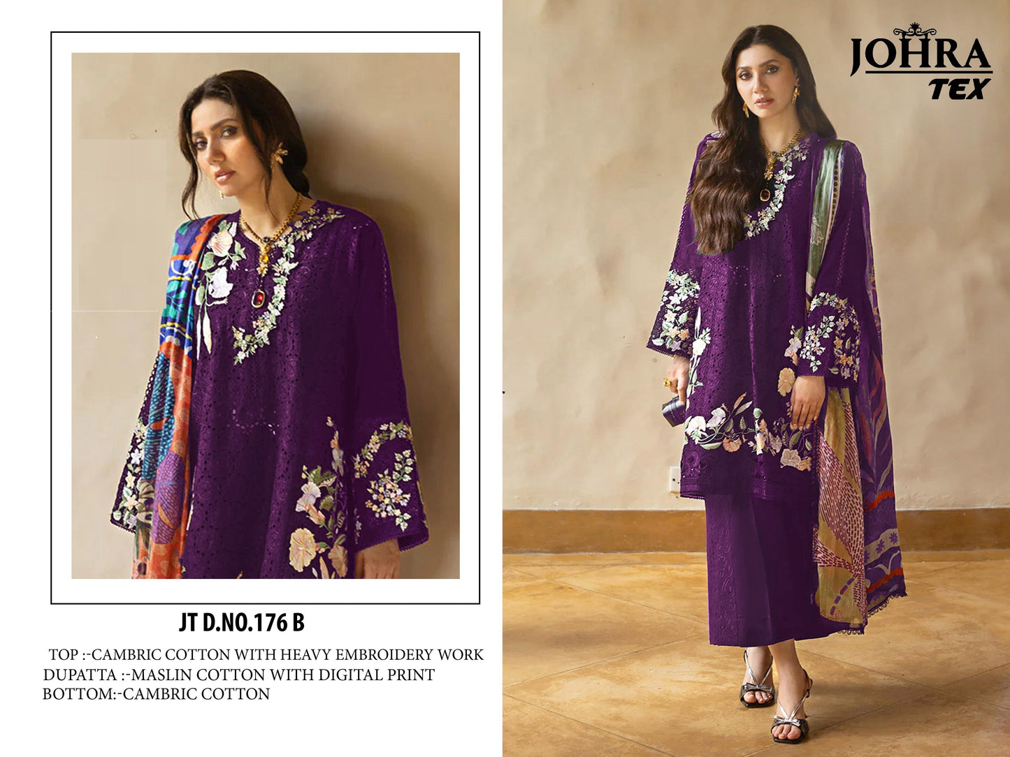 Jt-176 B Johra Tex Embroidery Pakistani Salwar Suits
