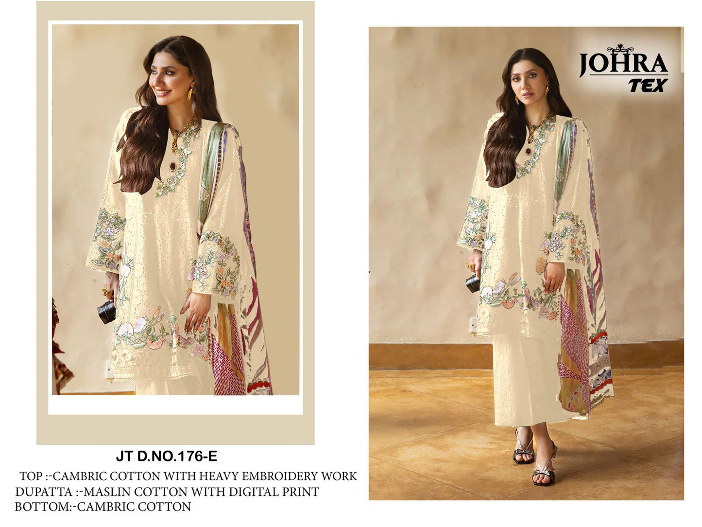 Jt-176 E Johra Tex Embroidery Pakistani Salwar Suits