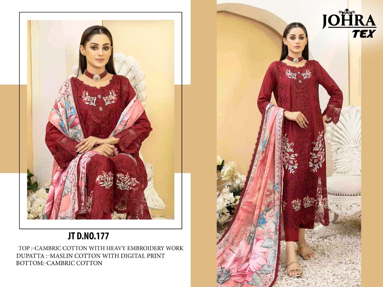Jt-177 Johra Tex Embroidery Pakistani Salwar Suits