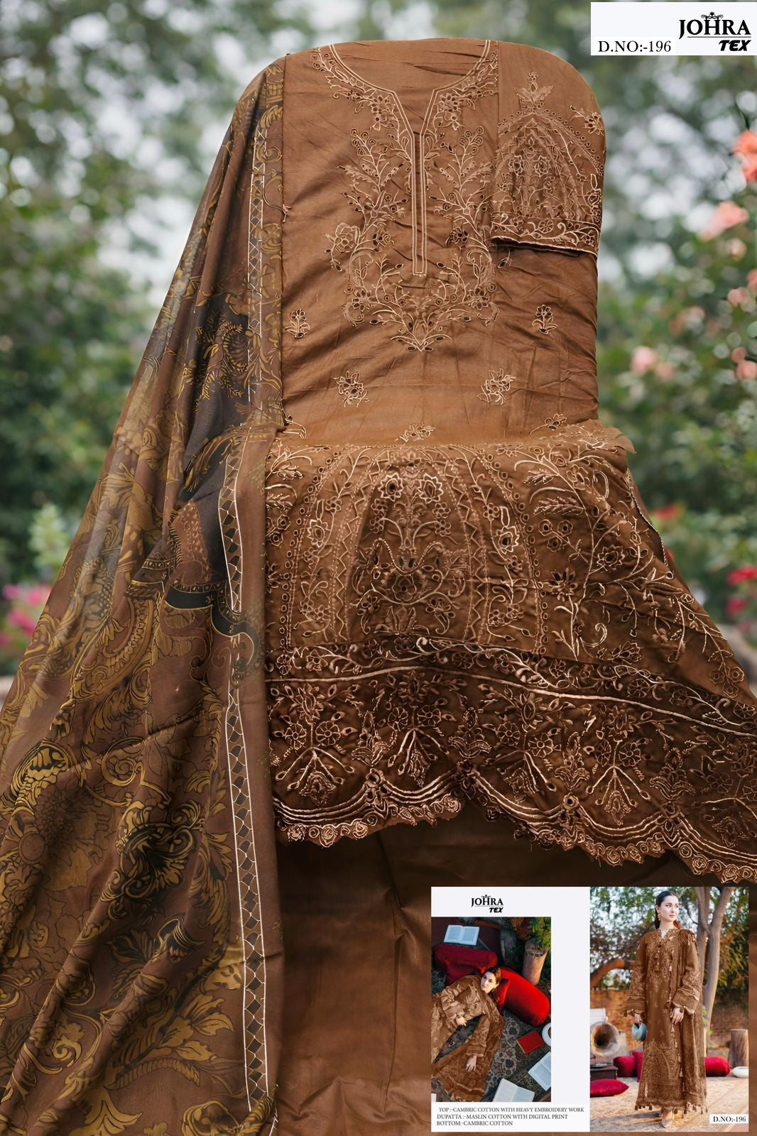 Jt-196 Johra Tex Cambric Cotton Pakistani Salwar Suits