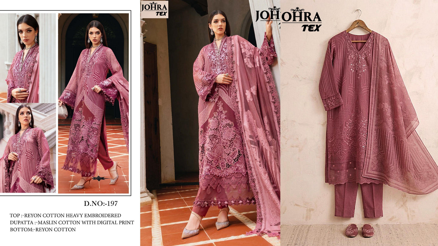 Jt-197 Johra Tex Rayon Cotton Pakistani Salwar Suits