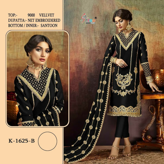 K-1625-B Shree Fabs Embroidery Velvet Suits