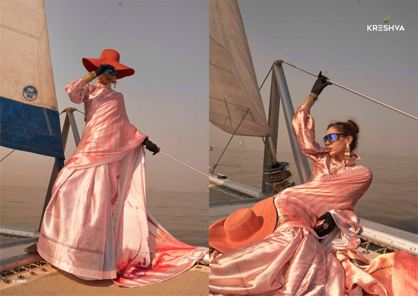 K-4480 Printoria Kreshva Korean Satin Sarees