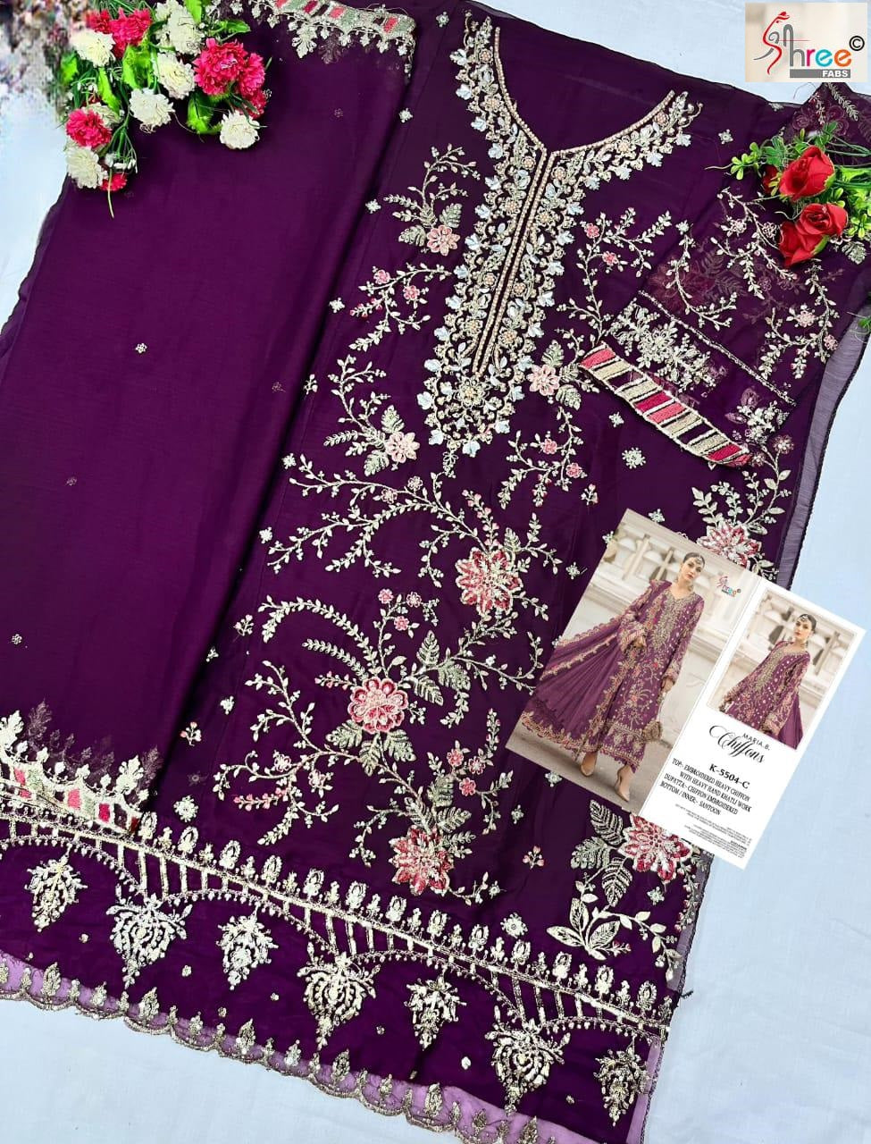 K-5504-C Maria B Chiffons Shree Fabs Chiffon Pakistani Salwar Suits