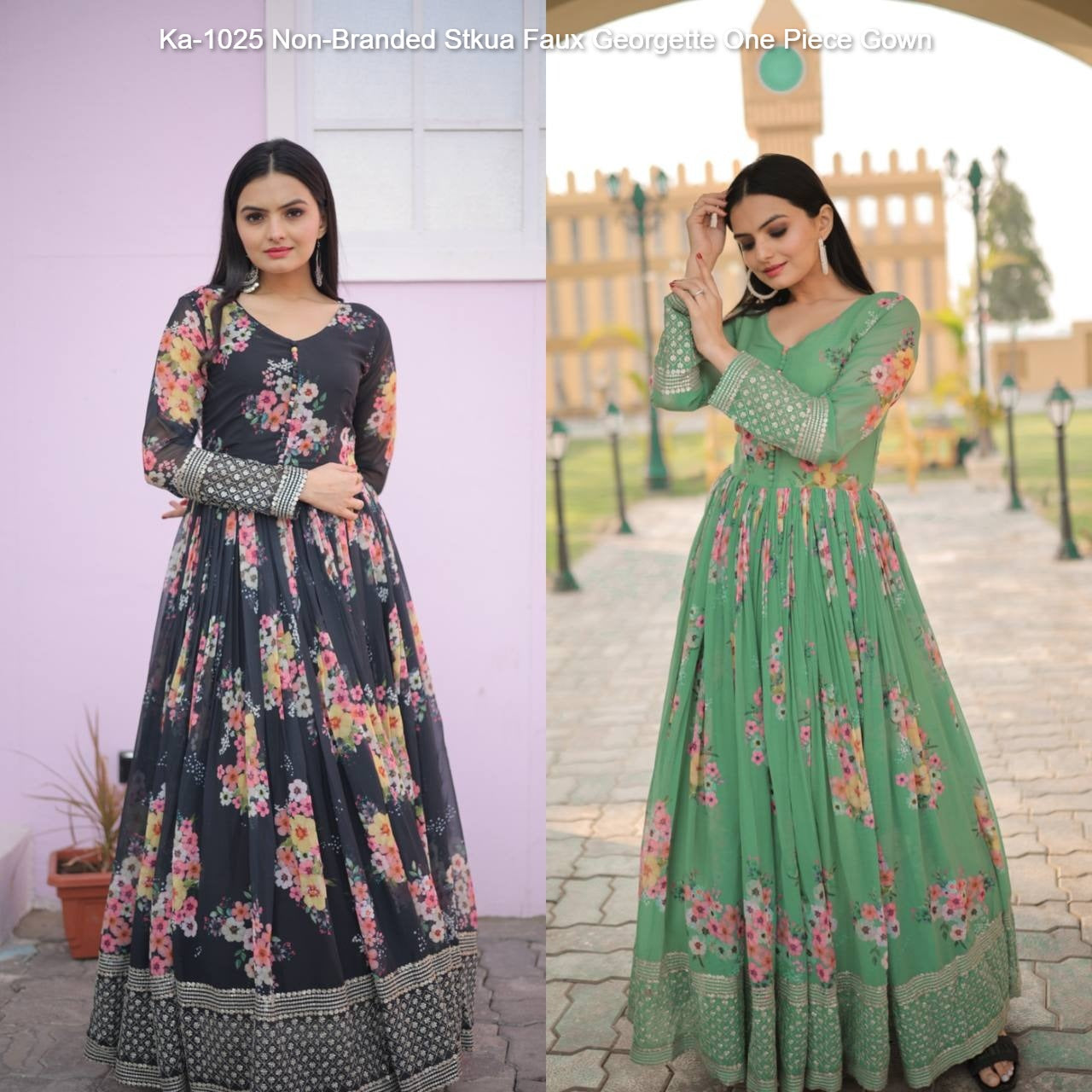 Ka-1025 Non-Branded Stkua Faux Georgette One Piece Gown