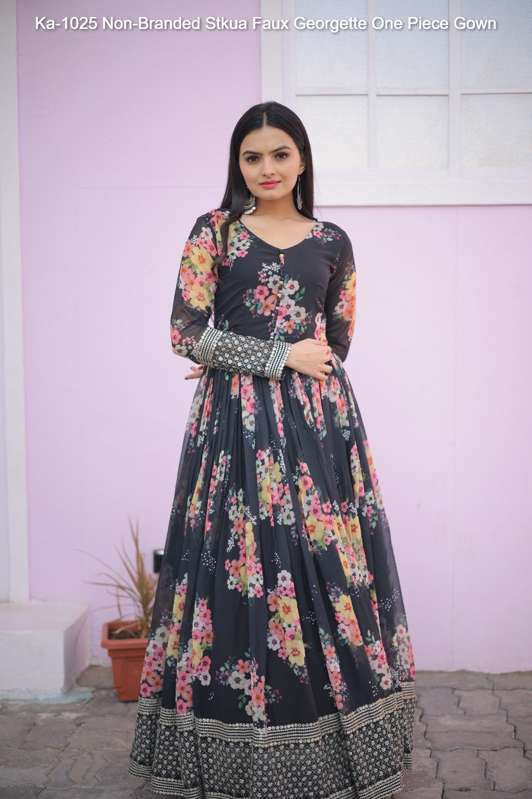 Ka-1025 Non-Branded Stkua Faux Georgette One Piece Gown