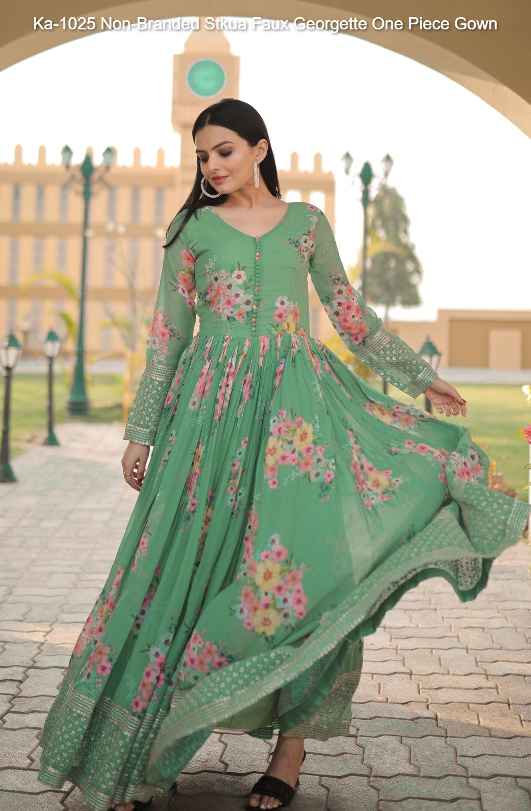 Ka-1025 Non-Branded Stkua Faux Georgette One Piece Gown