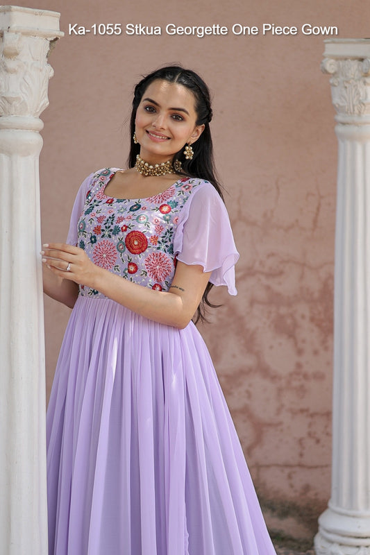 Ka-1055 Stkua Georgette One Piece Gown