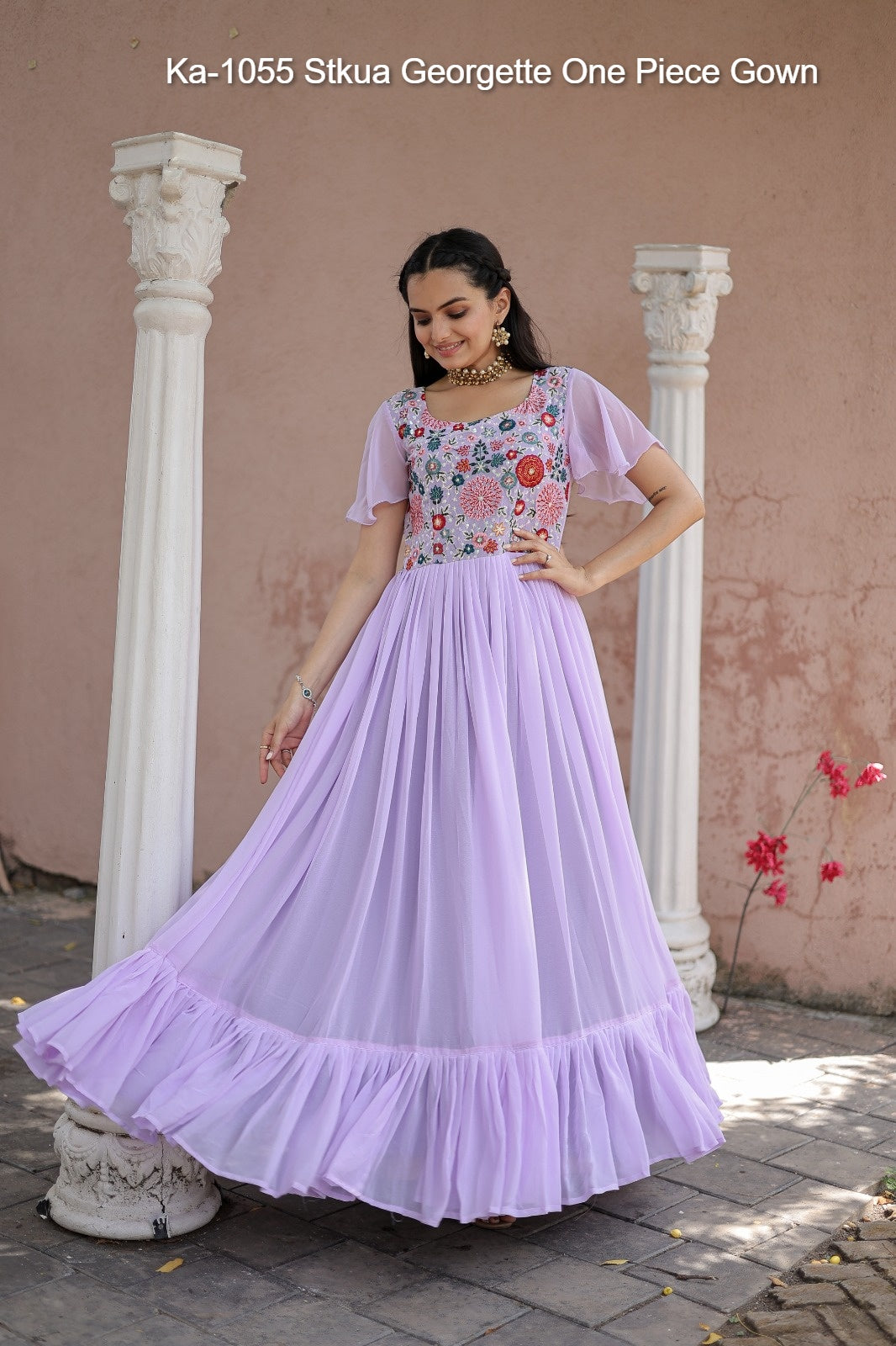 Ka-1055 Stkua Georgette One Piece Gown