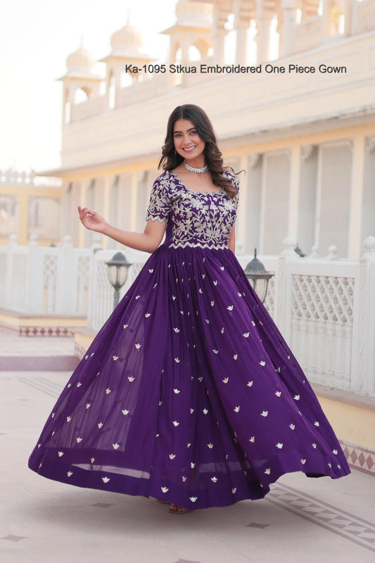 Ka-1095 Stkua Embroidered One Piece Gown