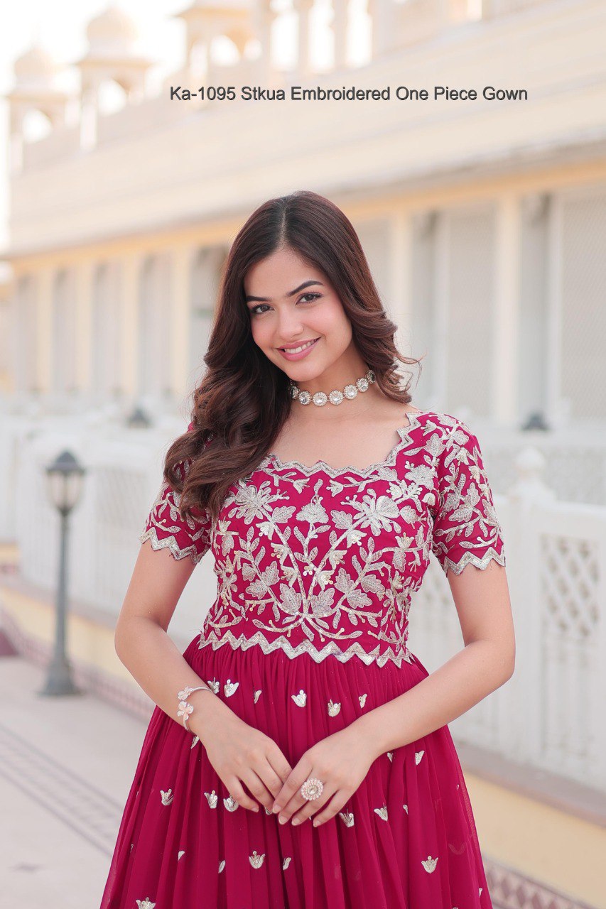 Ka-1095 Stkua Embroidered One Piece Gown