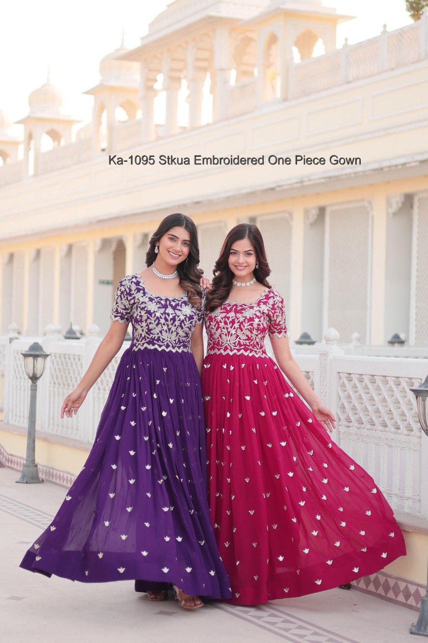 Ka-1095 Stkua Embroidered One Piece Gown