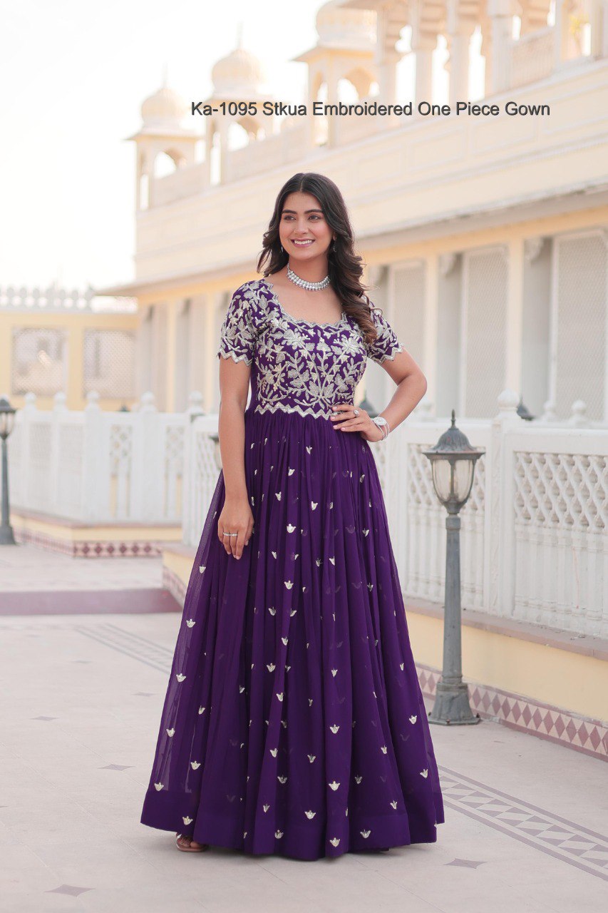 Ka-1095 Stkua Embroidered One Piece Gown