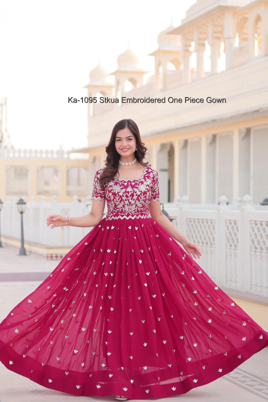Ka-1095 Stkua Embroidered One Piece Gown