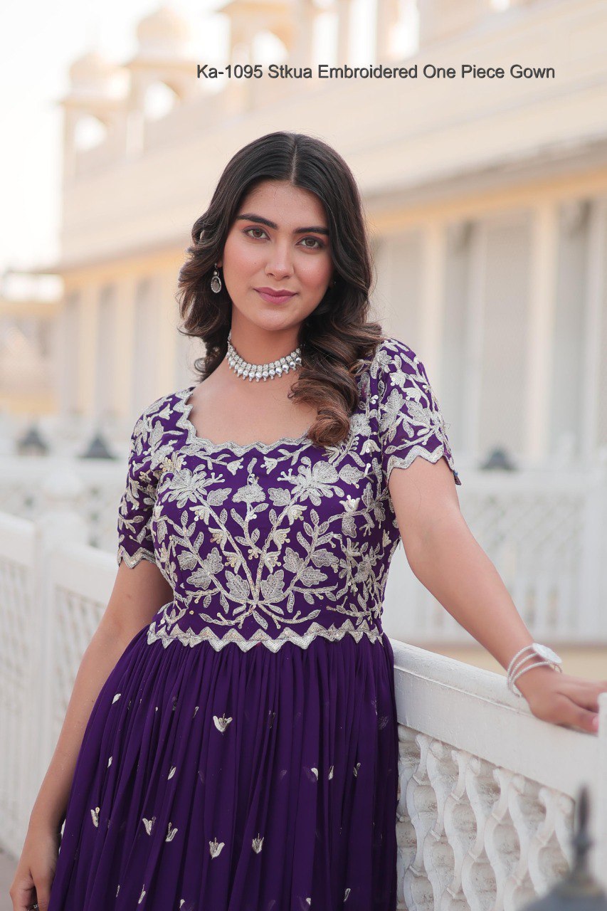Ka-1095 Stkua Embroidered One Piece Gown